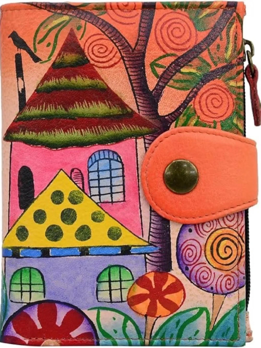 Anna by Anuschka Women's Hand Painted Genuine Leather Ladies Wallet NWOT